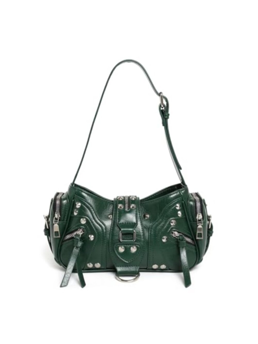 Y2K Gothic Shoulder Bag Faux Leather Small Purse Buckle Studded